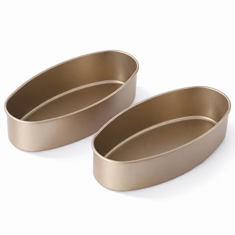 Llanera Leche Flan Molder Filipino, Leche Flan Llanera, 2 Pack 8-Inch Oval Cheesecake Pan, Non-Stick Carbon Steel Baking Mold for Meatloaf, Breads, Homemade Cake, Oven and Instant Pot Bakeware