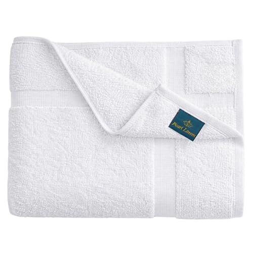 Pearl Linens 100% Cotton Bath Mat Towels 6-Pack, 20x30 Inches White