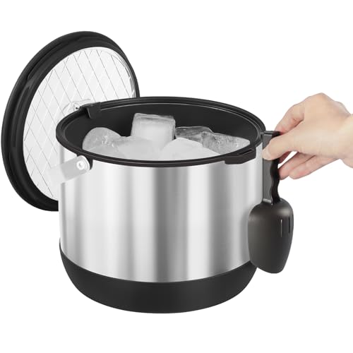 5QT Insulated Ice Bucket with Lid and Scoop for Parties (4.8L, Black)