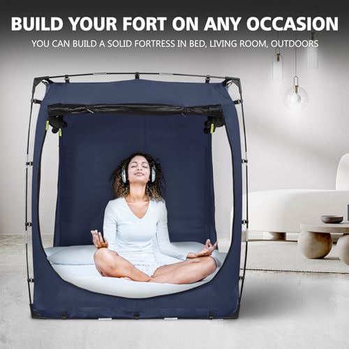 Indoor Privacy Bed Tent Canopy with 3 Doors - 80% Blackout Sleeping Tent