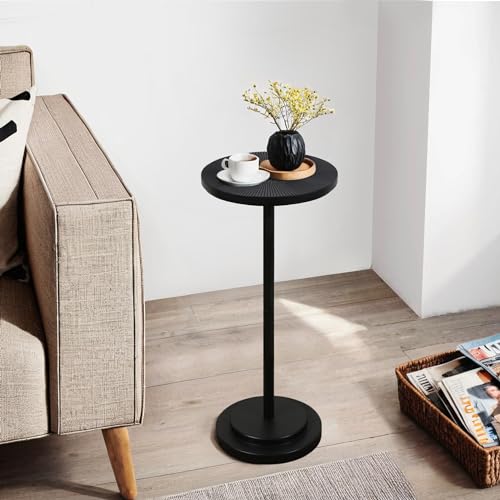 Modern Pedestal Martini Table, Black Metal Side Table for Small Spaces
