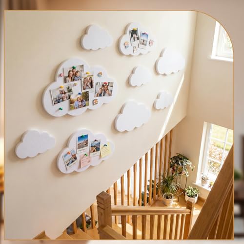 12 Pcs Felt Cloud Wall Decor, Self-Adhesive Pin Board for Nursery & Bedroom