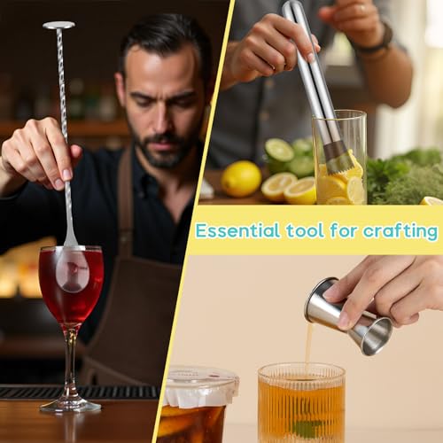 5-Piece Stainless Steel Lemonade Drink Making Set with Straw Puncher, Muddler & More