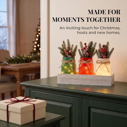 YSNN Christmas Mason Jar Centerpiece with LED Fairy Lights – Jar-christmas Variant