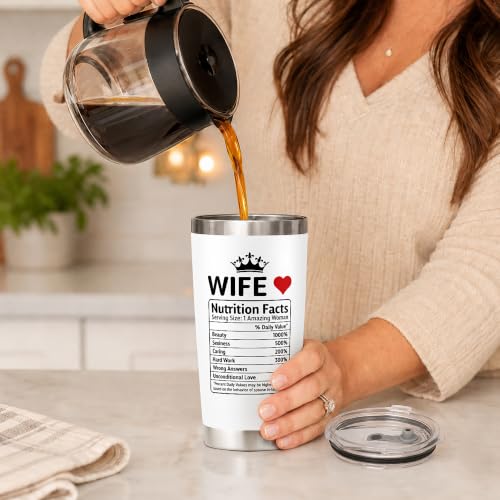 20 Oz White Wife Mug Tumbler - Anniversary & Birthday Gift from Husband