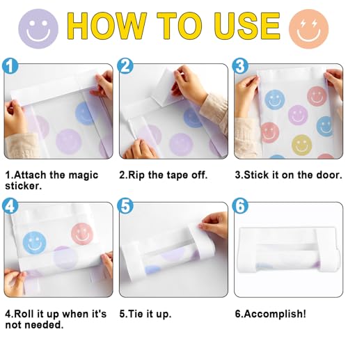 2Pcs Pastel Smile Face Blackout Door Window Shades for Classroom Office