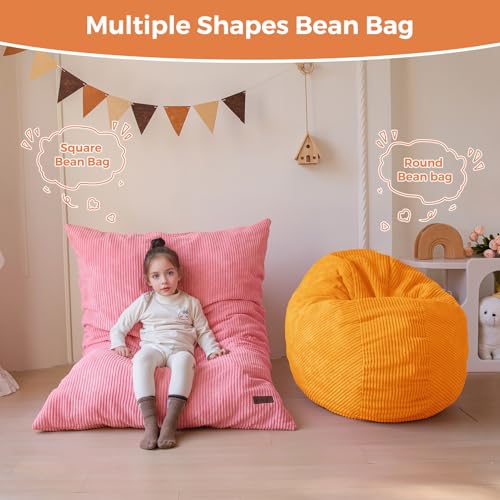 Kids 3-in-1 Convertible Bean Bag Chair & Floor Sofa Lounger, Corduroy Cover