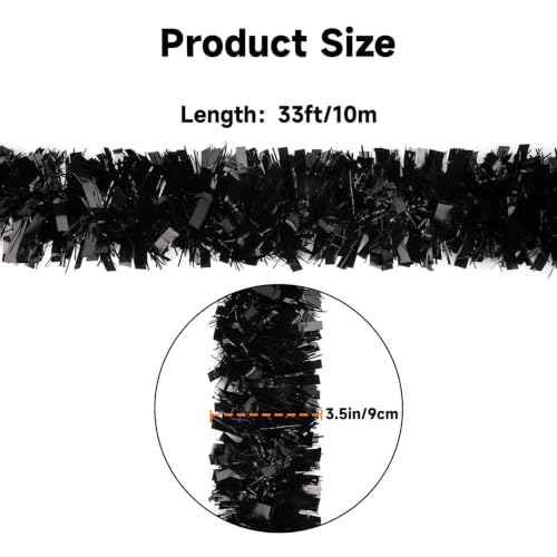 Black Tinsel Garland 33 FT - Halloween & Party Decorations, KINGLAKE