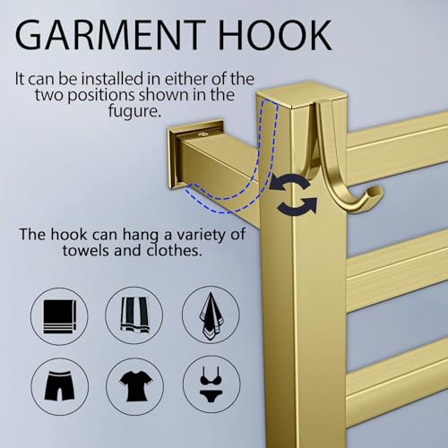 10-Bar Electric Towel Warmer Rack with Timer & Temp Control, Brushed Gold