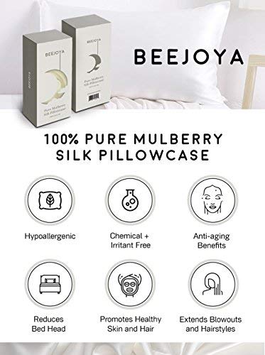 BEEJOYA Natural Silk Pillowcase, 22 Momme, 100% Mulberry Silk, Queen Size with Envelope Closure. Helps Prevent Bed Head, Wrinkles, and Dry Skin. (Standard/Queen, Midnight Navy)