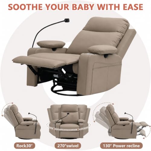 Electric Power Glider Nursery Rocking Chair with Swivel and Recliner
