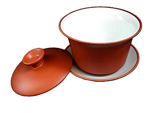 Yixing Red & White Gaiwan Kungfu Tea Bowl 130ml Ceramic Tea Set – Traditional Chinese Tea Cup