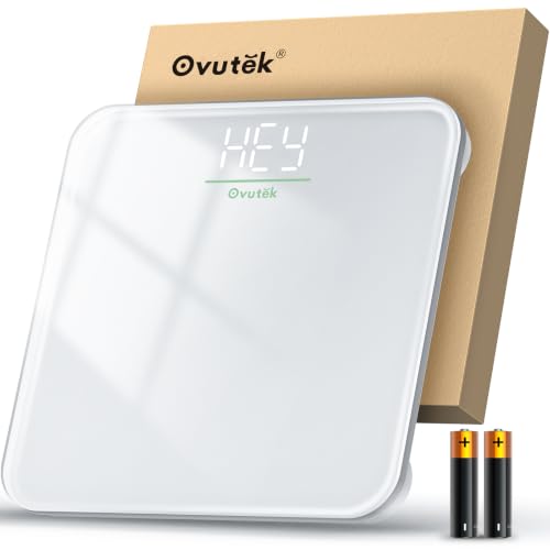 OVUTEK Digital Bathroom Scale for Body Weight, Tempered Glass, 400lb