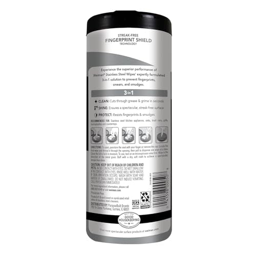Stainless Steel Cleaner & Polisher Wipes - 30 Count, Streak-Free Shine