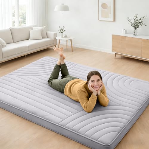 Japanese Floor Mattress Twin Size, 2.5-Inch Foldable Futon Bed with Washable Cover