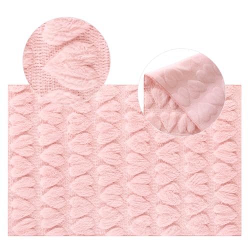 Pink Heart Valentine's Day Plush Faux Fur Jacquard Table Runner 13" x 72" - Socomi