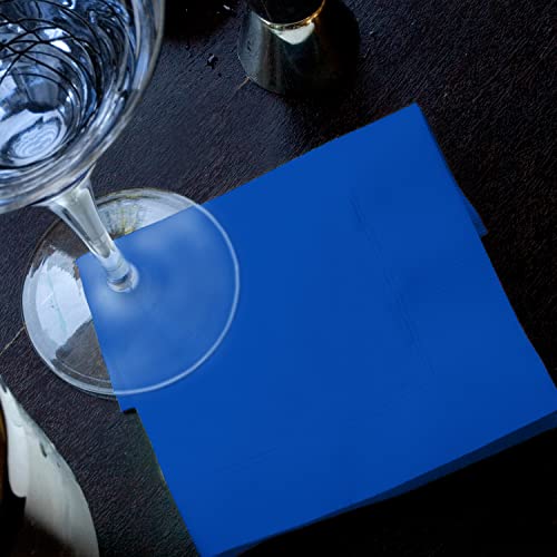 Gatherfun Blue 3-Ply Disposable Cocktail Napkins 80PCS 10x10 Inch / 5x5 Inch Party Tableware