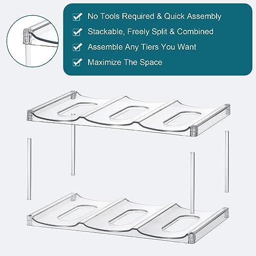 Stackable Water Bottle Organizer - 3-Tier Clear Rack for Large 40oz Tumblers