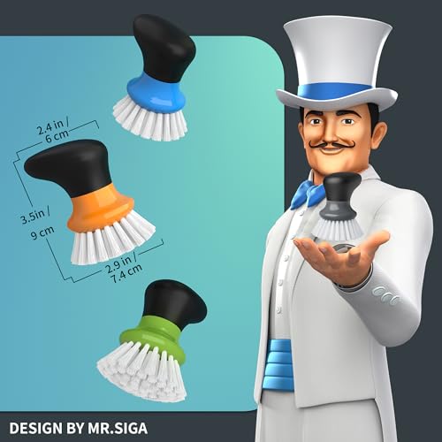 Palm Dish Scrub Brush Pack of 2 - Ergonomic Kitchen Scrubber for Pots & Pans