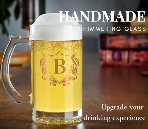 Personalized Beer Mug - 17 oz Heavy Duty Stein with Handle for Men - Birthday Christmas Gift W