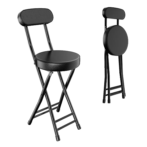 23.6-Inch Portable Folding Bar Stool with Back, Heavy-Duty Collapsible Chair