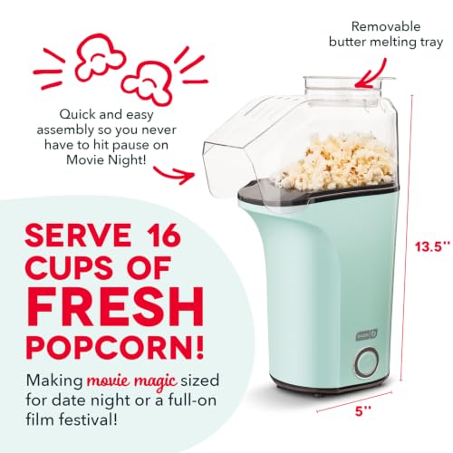 16-Cup Hot Air Popcorn Maker - Electric Oil-Free Popper with Butter Tray