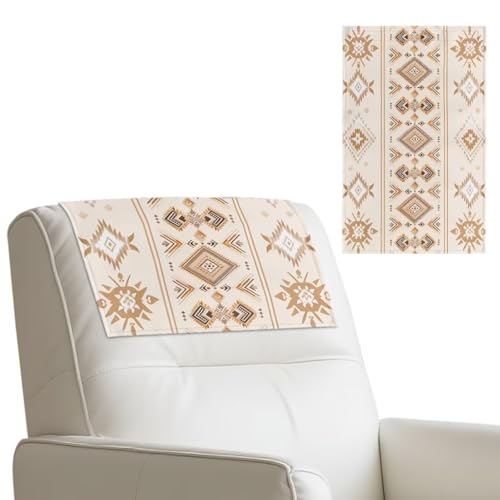 Beige Recliner Headrest Cover - Stain-Resistant PU Protector 17x27
