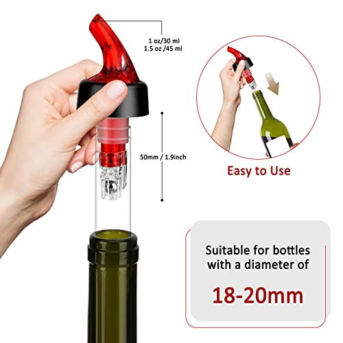 NFFIBDH 4 Pack Automatic 1.5oz Spirit Pourer with Dust Caps for Wine & Cocktails
