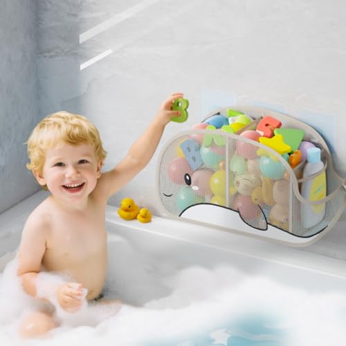 Whale-Shaped Mesh Bath Toy Organizer - Large Capacity Tub Storage