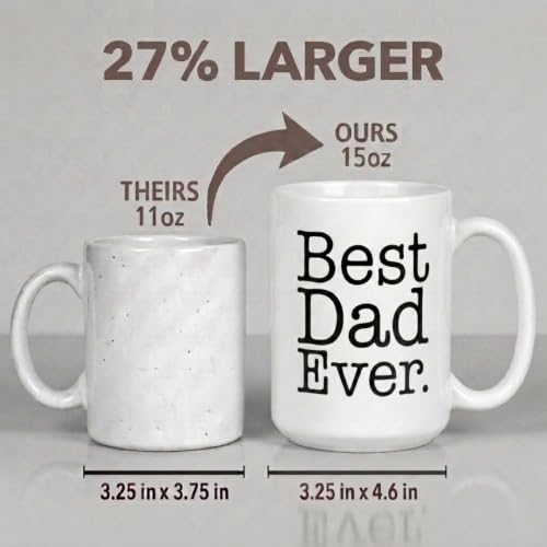 Best Dad Ever Mug 15 oz - Double-Sided Gift Coffee Cup, Father's Day
