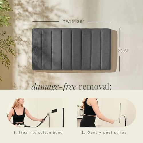Twin Wall Mounted Headboard - Grey, Modern Paneled Design, Hearth & Harbor, Twin Size Variation of THIS listing