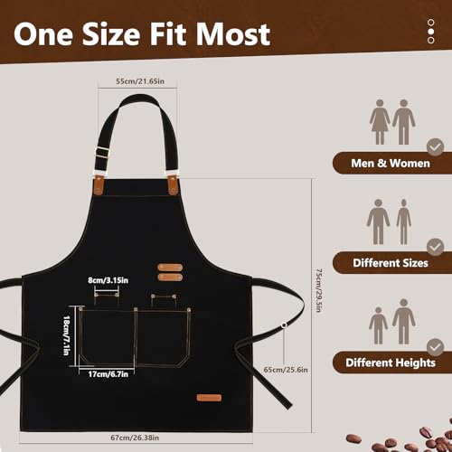 Heavy Duty Chef Apron with Pockets - Water Repellent Adjustable Kitchen Wear