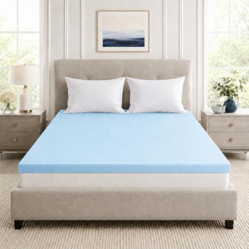IULULU 3-Inch Cooling Gel Memory Foam Mattress Topper - Queen Size