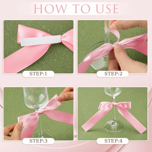 Pink Champagne Glass Bows - Set of 24 Elegant Wedding & Party Decorations