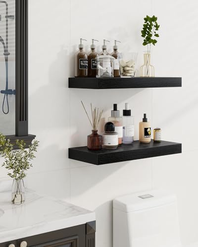 30-Inch Floating Wall Shelves, Set of 2 Rustic Wood Shelves for Home Decor