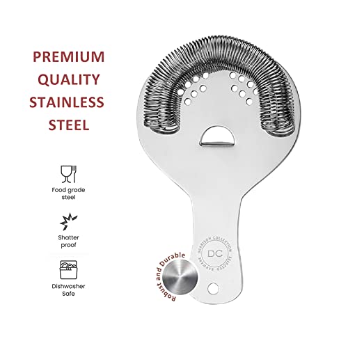 Derrison Hawthorne Stainless Steel Cocktail Strainer with High-Density Spring - Professional Bartender Bar Tool
