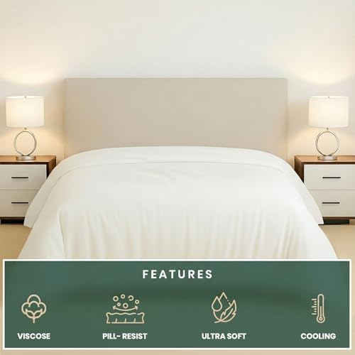Kotton Culture White Twin Viscose Bamboo Duvet Cover - Cooling & Soft Luxury Bedding