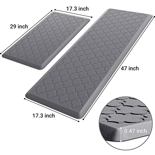 2 PCS Cushioned Anti-Fatigue Kitchen Mat Set, 0.47-Inch Thick Memory Foam