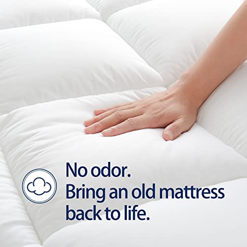 Queen Mattress Topper for Back Pain Relief | Plush Cooling Bed Pad