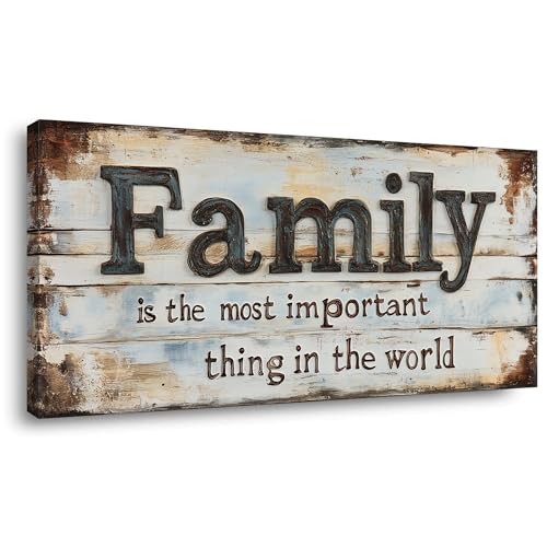 Family Quotes Canvas Wall Art - Rustic Farmhouse Decorative Print