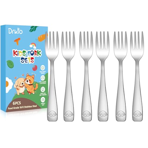 6-Piece Stainless Steel Toddler Forks Set Kids Silverware