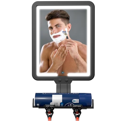 Suupvaor Black Heated Fogless Shower Mirror for Shaving 9.5x7in, Rechargeable