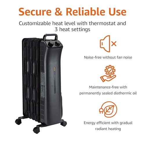 Portable Oil Space Heater 7-Fin 1500W Electric Radiator with Thermostat
