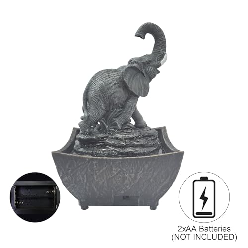 7.5" Elephant Tabletop Water Fountain with Adapter - Indoor Decor