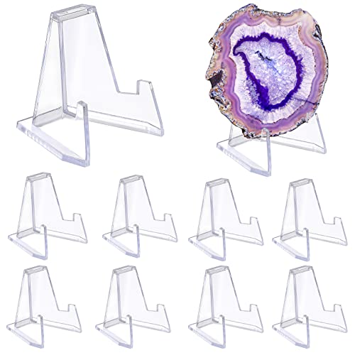 2.7-Inch Clear Acrylic Easel Stands for Collectibles, 10-Pack