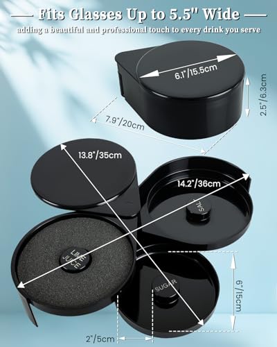 ATPEAM 3-Tier Cocktail Rimmer Set for Margaritas & Drinks, Salt & Sugar Compartments