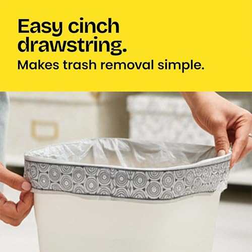4 Gallon Small Drawstring Trash Bags, Lemon Scented Odor Resistant - 80 Count
