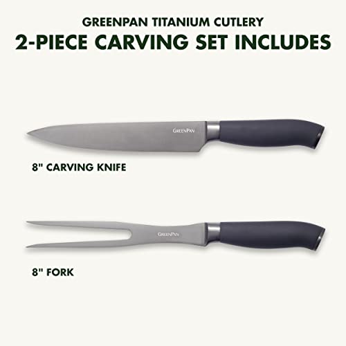 GreenPan Titanium 2-Piece Carving Knife Set - 8" Gray, Eco-Friendly Stainless Steel
