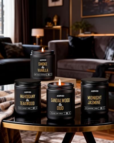 Luxury Scented Soy Wax Candles Set - 4 Pack Long Lasting Aromatherapy