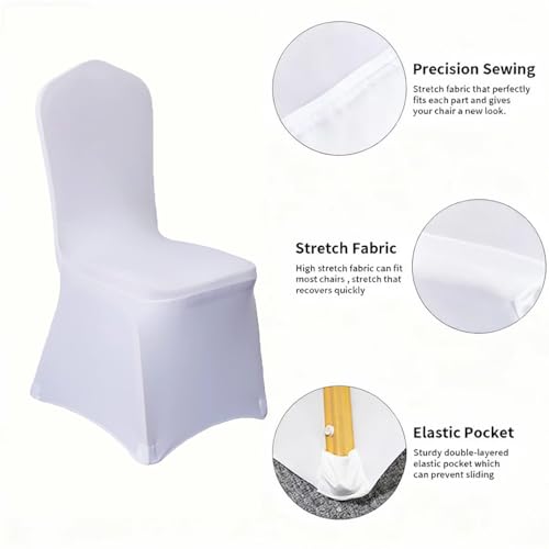 100 Pcs White Spandex Stretch Chair Covers for Weddings & Events